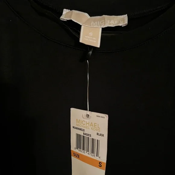 NWT Michael Kors Cap Sleeve Slit Maxi Dress (Black) Women's Dress - Picture 4 of 7